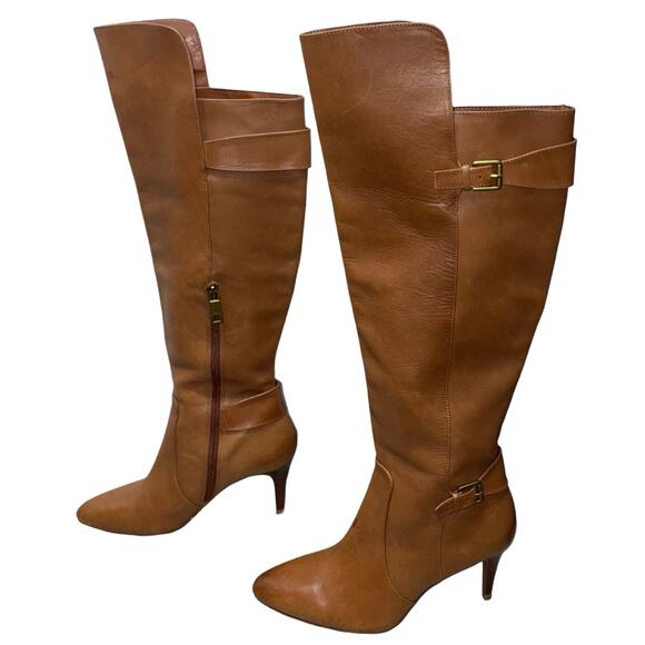 Lauren Ralph Lauren Philena Cognac Brown Leather Over-The-Knee Boots  Size: 7.5B - Picture 4 of 6